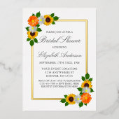 Brautparty für Blumengoldrahmen Folieneinladung (Vorderseite)