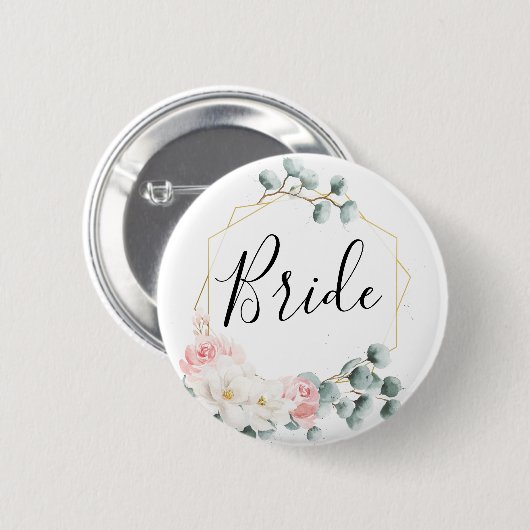 Brautparty für Blumengrün - Bride Button (Vorne & Hinten)