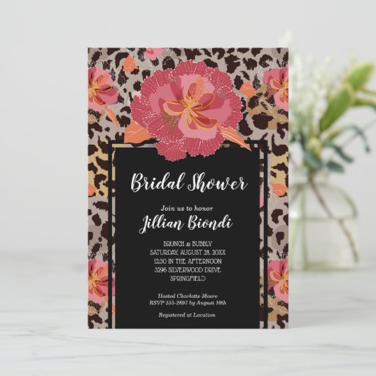 Brautparty für Blumenmuster Einladung (Stehend Vorderseite)