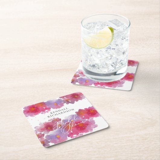 Brautparty für Blumenmuster Teller Rechteckiger Pappuntersetzer (Vor Ort)