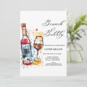 Brautparty für Brunch und Bubbly Champagner Einladung (Stehend Vorderseite)