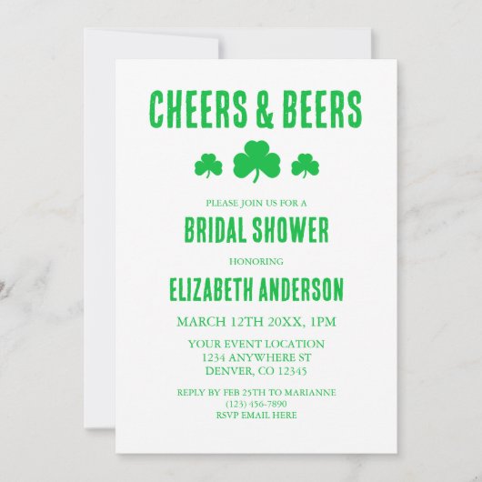 Brautparty für Cheers und Biere Einladung (Vorderseite)