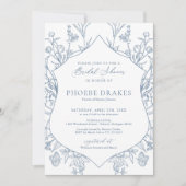 Brautparty für das Blaue Viktorianische Wappen Einladung (Vorderseite)