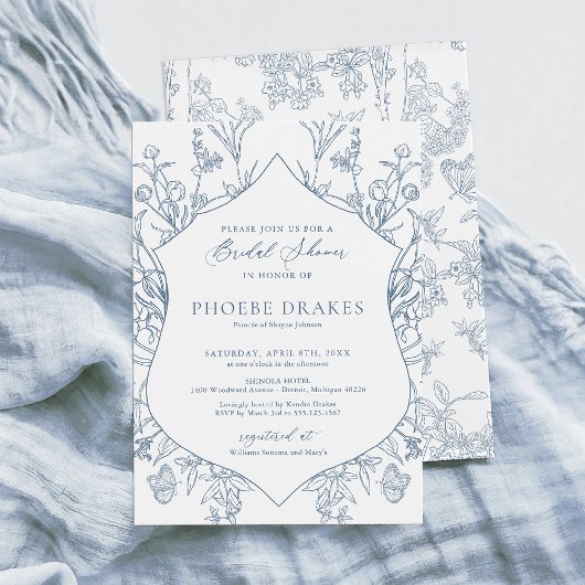 Brautparty für das Blaue Viktorianische Wappen Einladung