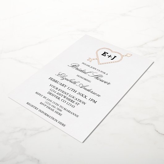 Brautparty für das Herz und den Pfeil Folieneinladung (Gedreht)