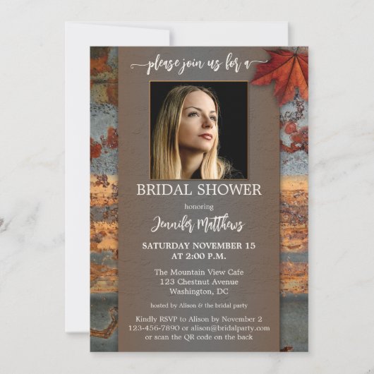 Brautparty für das industrielle Fall-Foto Einladung (Vorderseite)