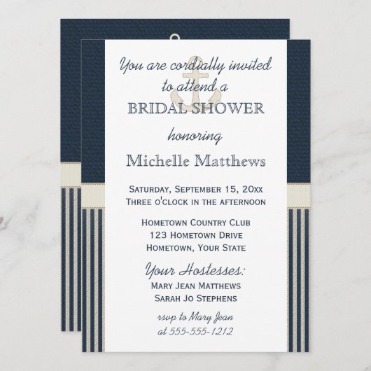 Brautparty für den Anker des Burlap-Schiffs Einladung (Vorne/Hinten)