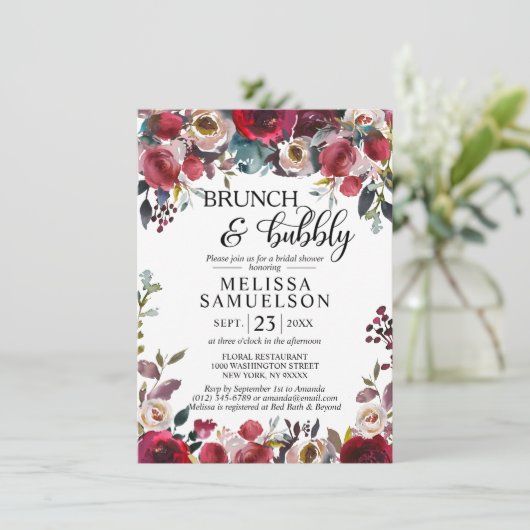 Brautparty für den Blumenbrunch Einladung (Stehend Vorderseite)