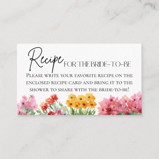 Brautparty für den Blumenladen Begleitkarte (Vorderseite)