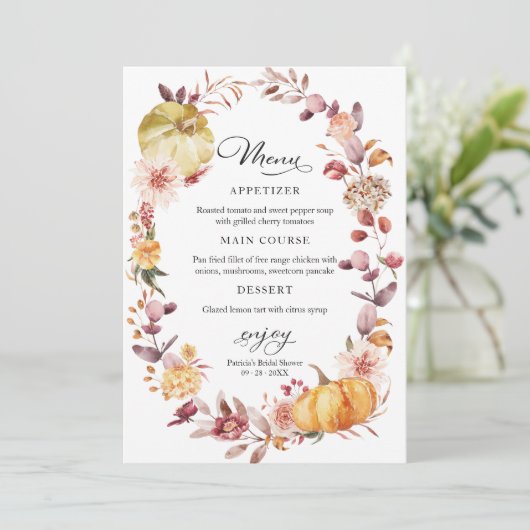 Brautparty für den Herbst Einladung (Stehend Vorderseite)