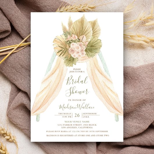 Brautparty für den Triangle d'Or Palm Floral Boho Einladung