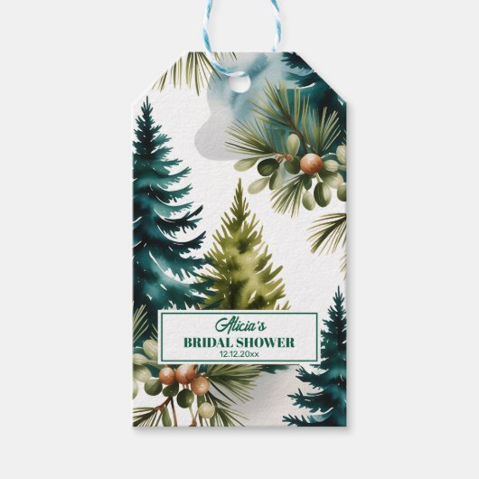 Brautparty für die Aquarellkiefer Geschenkanhänger (Vorderseite)