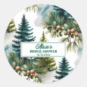 Brautparty für die Aquarellkiefer Runder Aufkleber (Vorderseite)