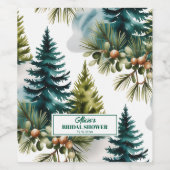 Brautparty für die Aquarellkiefer Weinetikett (Einzelnes Label)