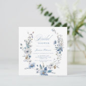 Brautparty für die blaue Wildblume Einladung (Stehend Vorderseite)