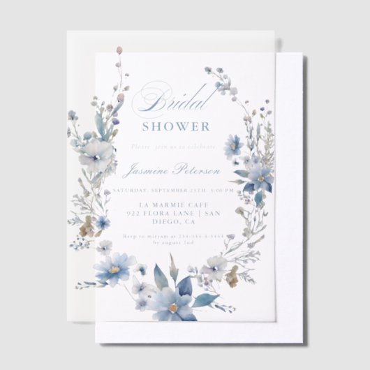 Brautparty für die blaue Wildblume Pergament Einladungen (Versetzt)