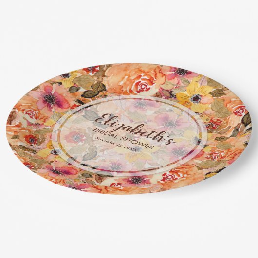 Brautparty für die Blume im Herbst Pappteller (Schrägansicht)