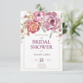 Brautparty für die Blume von Semi Gloss Einladung (Stehend Vorderseite)
