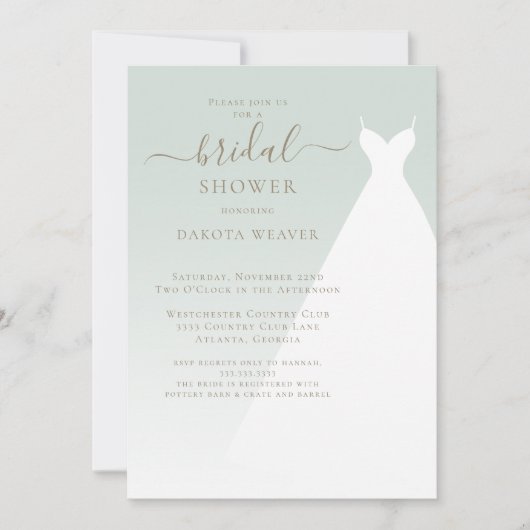 Brautparty für die einfache Darstellung grüner Kal Einladung (Vorderseite)