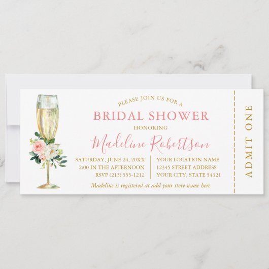 Brautparty für die Eintrittskarte für das Flora un Einladung (Vorderseite)