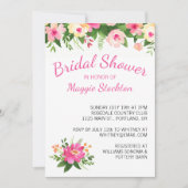 Brautparty für die heiße rosa und grüne Blume Einladung (Vorderseite)