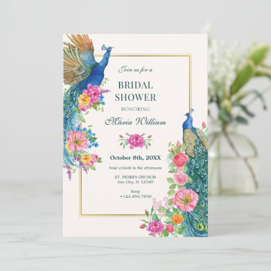 Brautparty für die künstlerische Blume Einladung (Stehend Vorderseite)