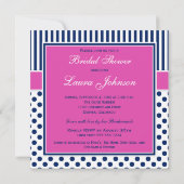 Brautparty für die Marine, White Polka Dot Strip Einladung (Rückseite)