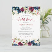 Brautparty für die Meeresflora des Burgund Einladung (Stehend Vorderseite)