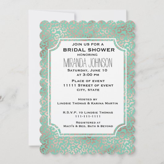 Brautparty für die Printwerbung in Gold Blush Minz Einladung (Vorderseite)