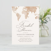Brautparty für die Reise-Weltkarte Einladung (Stehend Vorderseite)