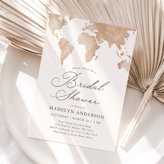 Brautparty für die Reise-Weltkarte Einladung