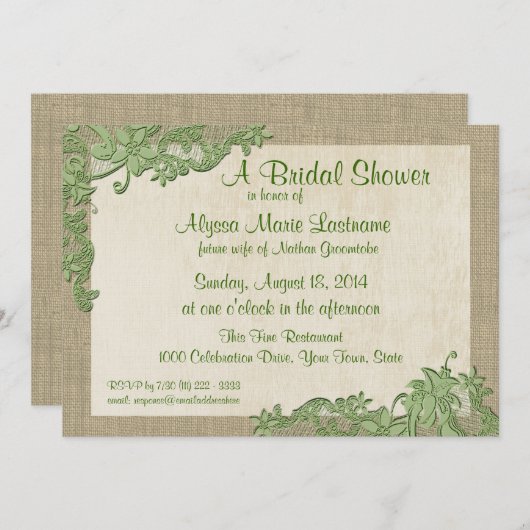 Brautparty für die Vintage Bauweise Einladung (Vorne/Hinten)