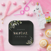 Brautparty für dunkelgrüne Blumenblätter Pappteller (Party)