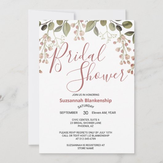 Brautparty für einfache Pastell-Floral Einladung (Vorderseite)