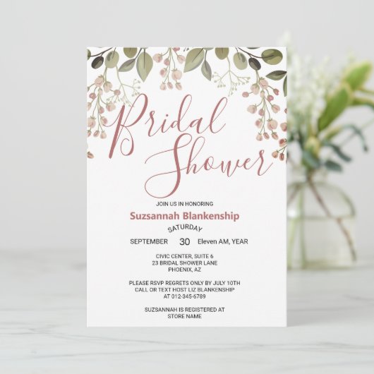 Brautparty für einfache Pastell-Floral Einladung (Stehend Vorderseite)