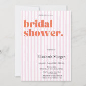 Brautparty für einfache Retro-Rosa Streifen Einladung (Vorderseite)