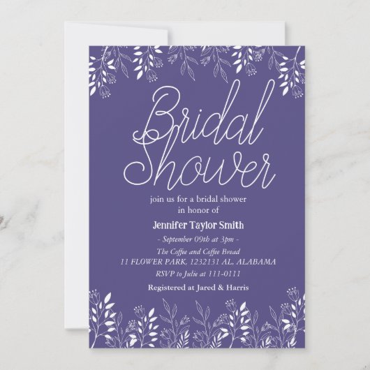 Brautparty für einfache und schicke Wildblume Einladung (Vorderseite)