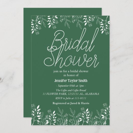 Brautparty für einfache und schicke Wildblume Einladung (Vorne/Hinten)