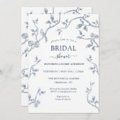 Brautparty für französische Toiletten in Blau Einladung (Vorne/Hinten)