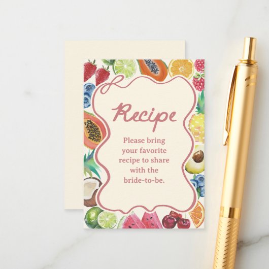 Brautparty für frische Früchte Begleitkarte (Vorderseite/Rückseite Beispiel)