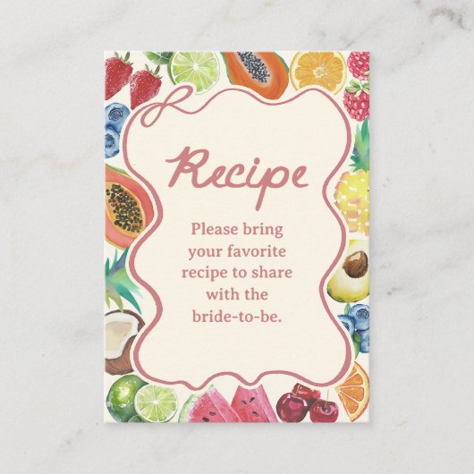 Brautparty für frische Früchte Begleitkarte (Vorderseite)