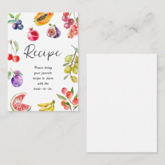 Brautparty für frische Früchte Begleitkarte (Vorne/Hinten)