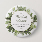 Brautparty für geometrische Blattstruktur Button (Vorderseite)