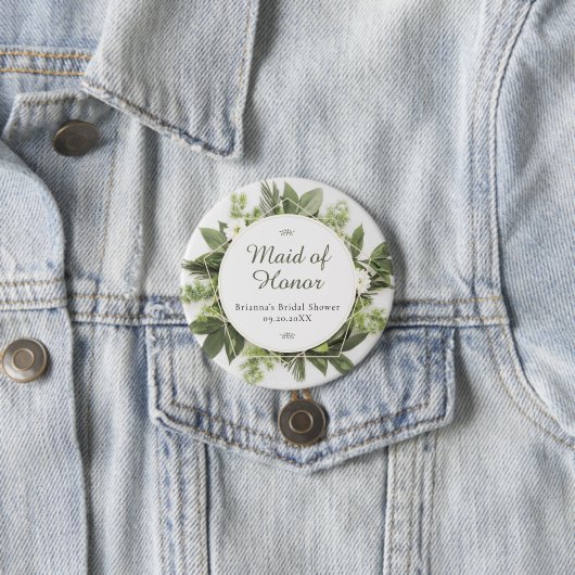 Brautparty für geometrische Blattstruktur Button (Beispiel)