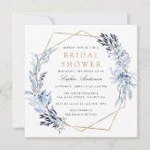 Brautparty für geometrische Blütenblauer Blätter Einladung (Vorderseite)