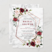 Brautparty für geometrisches Burgundy-Marmor aus K Ankündigungspostkarte (Vorne/Hinten)