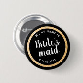 Brautparty für Gold-Glitzer in Vegas Name Button (Vorne & Hinten)