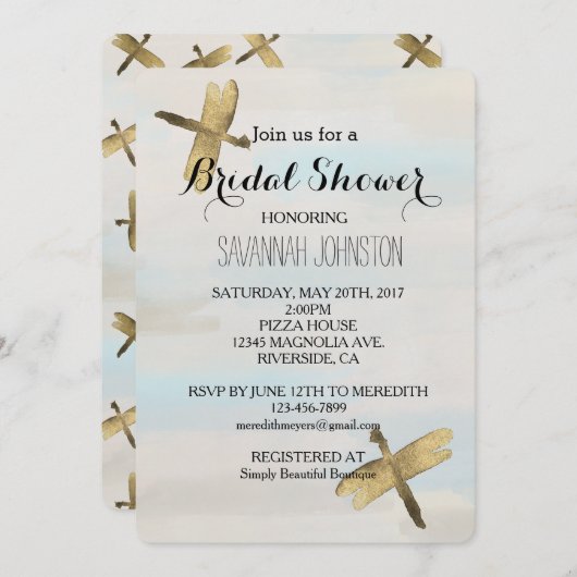 Brautparty für Goldwasserklingelbäume Einladung (Vorne/Hinten)