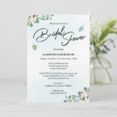 Brautparty für grüne Eukalyptus- und Baumwollsorte Einladung (Stehend Vorderseite)