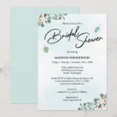 Brautparty für grüne Eukalyptus- und Baumwollsorte Einladung (Vorne/Hinten)